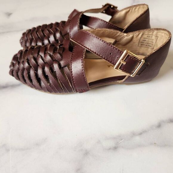 Lacey Lane size 10 girls Brown Huarache sandals woven round pointed toe summer s - Picture 4 of 7